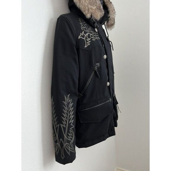Ralph Lauren RLX Black Label Wool Southwestern Black Wool Down Embroidered Ski - Picture 3 of 12